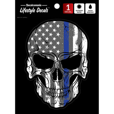Thin Blue Line Police Skull